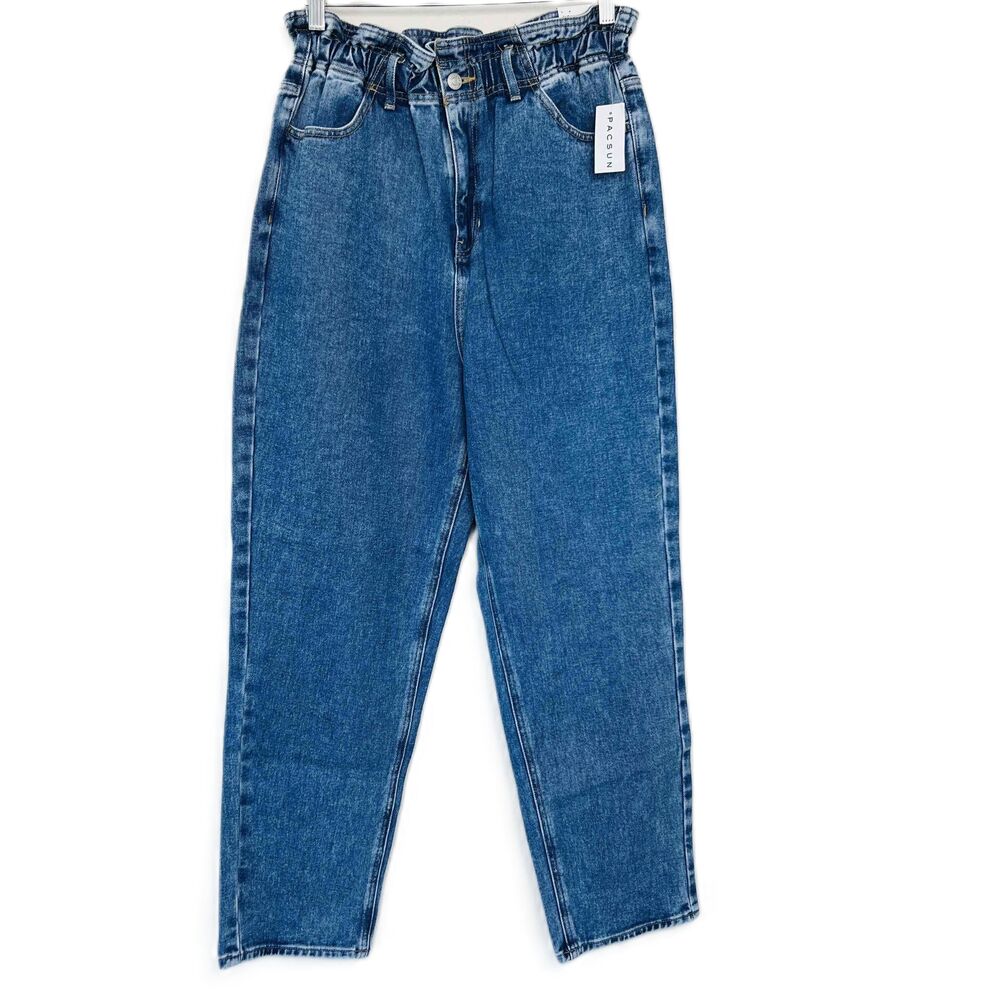PacSun Seabreak Paperbag Waist High Rise Mom Jeans Tapered Leg Zip Fly NWT LARGE
